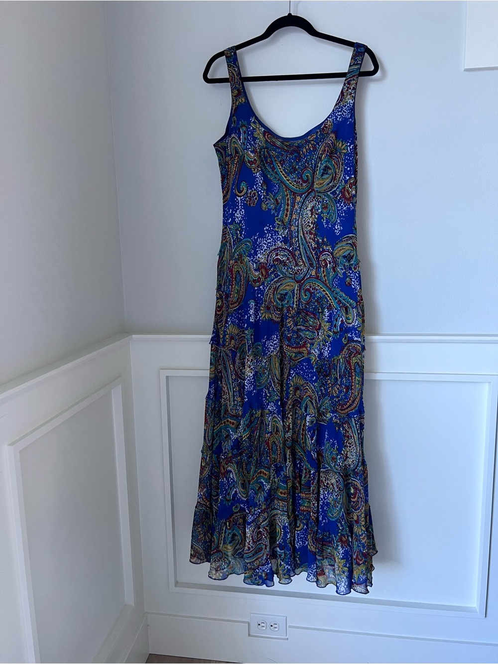 Jones New York Royal Blue Paisley Maxi Dress vintage size 16